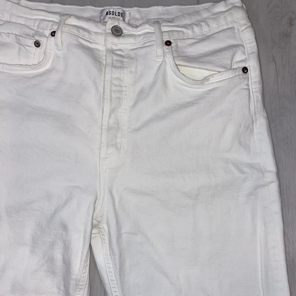 AGOLDE Riley High Rise Straight Crop White Denim Women's Size 30 - Picture 3 of 12